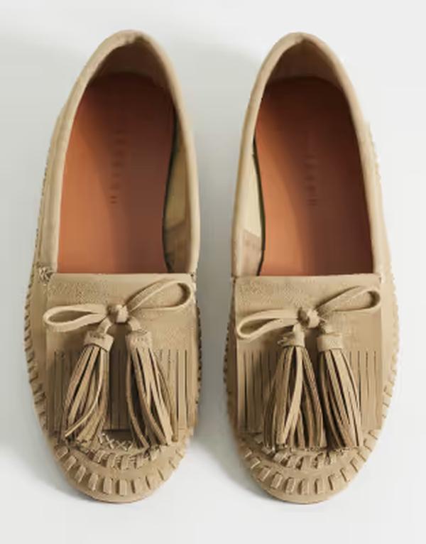 エイソス レディース シューズ スリッポン・ローファー スエードクロス フリンジ ASOS DESIGN Moxen fringe detailoafers インチ sand suedette SAND SUEDETTE 沙子