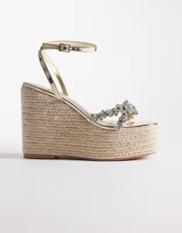 シミ レディース シューズ サンダル SIMMI Shoesimmi London Hazel embellished espadrille wedge sandals Gold Mirror ゴールド