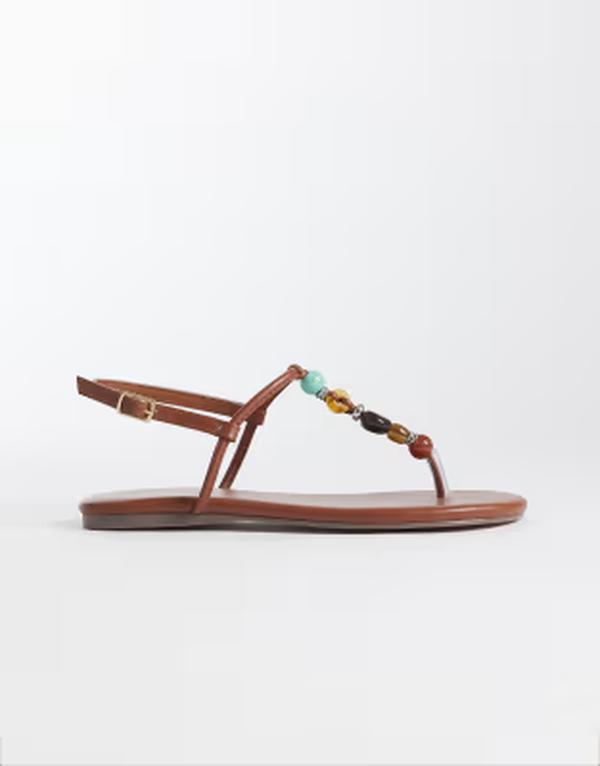 シミ レディース シューズ サンダル SIMMI Shoesimmi London Ishah flat sandals with stones インチ tan pu タン