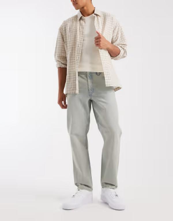 エイソス メンズ ボトムス ジーンズズボン下 デニム ASOS DESIGN straight jeans インチ light wash blue with pleats LIGHT WASH BLUE 青色