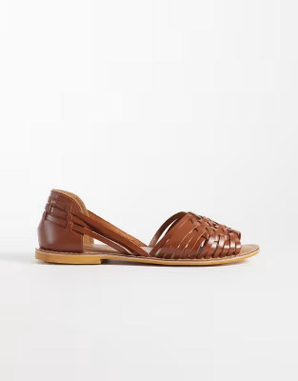 エイソス レディース シューズ サンダル なめし革 ASOS DESIGN Fray leather woven flat sandals インチ tan タン