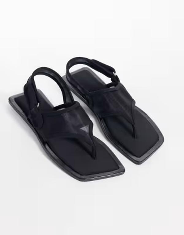 エイソス レディース シューズ サンダル メッシュ ASOS DESIGN Francine mesh sling back sandals Black 黒いこと