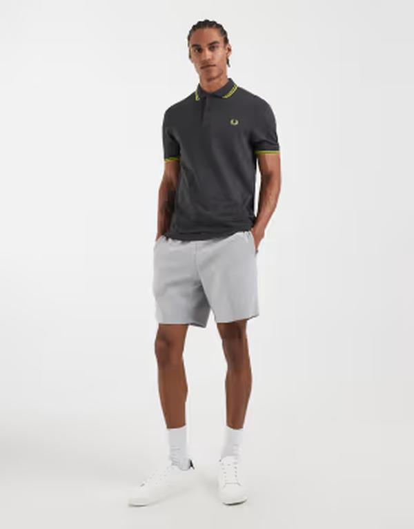 フレッドペリー メンズ トップス スポーツシャツ ロゴタイプ Fred Perry Tennis performance twin tipped logo polo shirt インチ dark GRAY 薄墨色