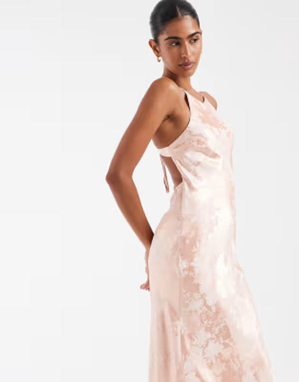 キスザスカイ レディース トップス 衣裳 繻子 Kiss The Skyasmin satin jacquard midaxi dress インチ peach 桃