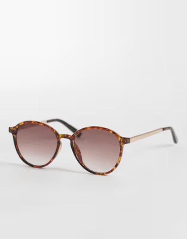 エイソス レディース 佩び物 サングラス・アイウェア ASOS DESIGN round sunglasses インチ tort with gold metal temples Tort ゴールド