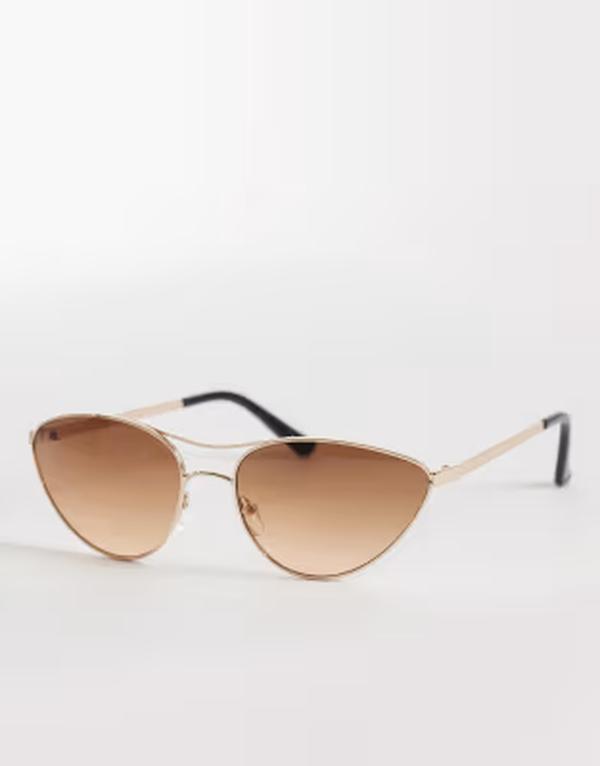 エイソス レディース 付属物 サングラス・アイウェア ASOS DESIGN metal cat eye sunglasses Gold ゴールド