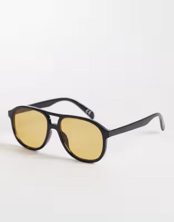 エイソス レディース 付属物 サングラス・アイウェア ASOS DESIGN aviator sunglasses with brown lens Black 黒いこと