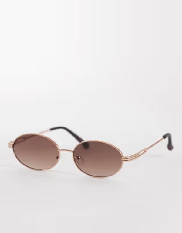 エイソス レディース 付属物 サングラス・アイウェア ASOS DESIGN metal oval sunglasses インチ rose gold with tortips Tort ゴールド