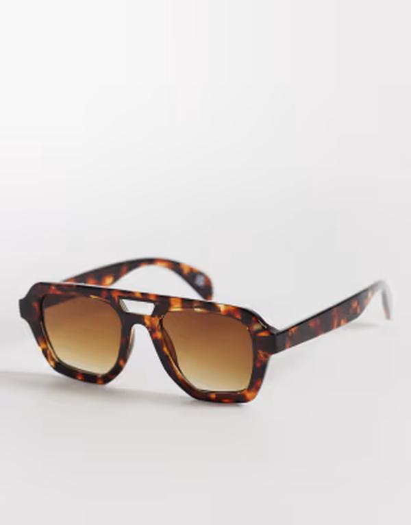 エイソス レディース 付属物 サングラス・アイウェア ASOS DESIGN angular aviator sunglasses インチ tort