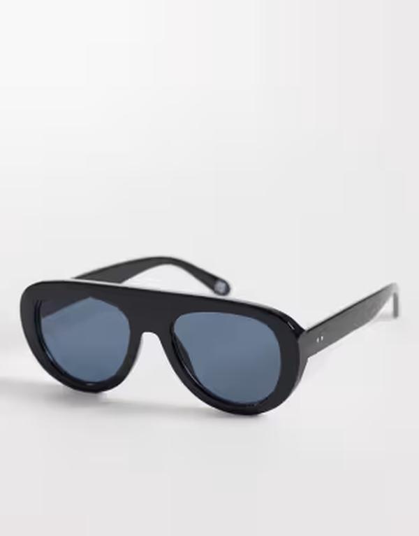 エイソス レディース 添え物 サングラス・アイウェア ASOS DESIGN round aviator sunglasses Black 黒いこと