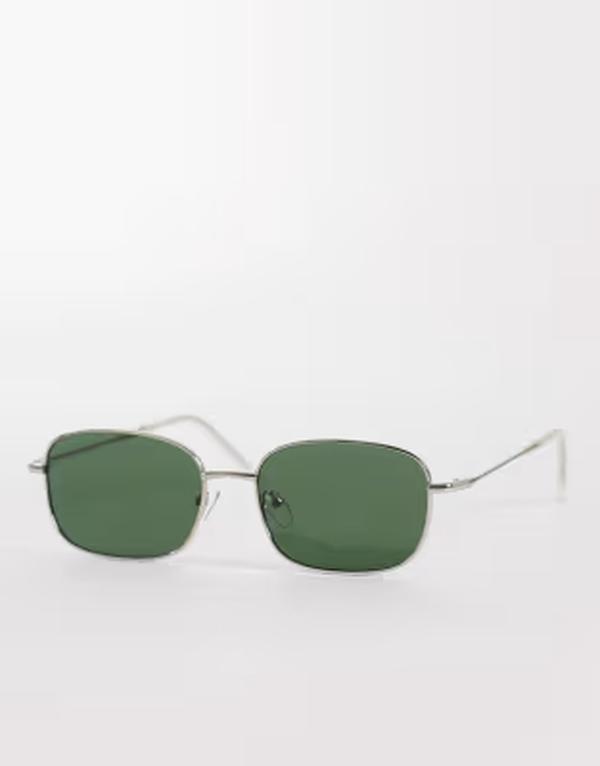 エイソス レディース 付属物 サングラス・アイウェア ASOS DESIGN metal square sunglasses with G15 lensilver しろがね色