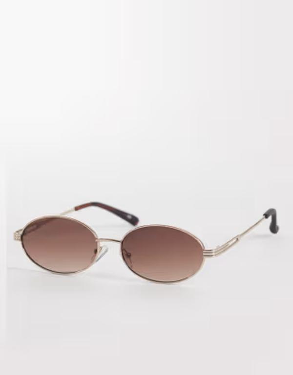 エイソス レディース 付属物 サングラス・アイウェア ASOS DESIGN metal oval sunglasses with tortips Gold ゴールド