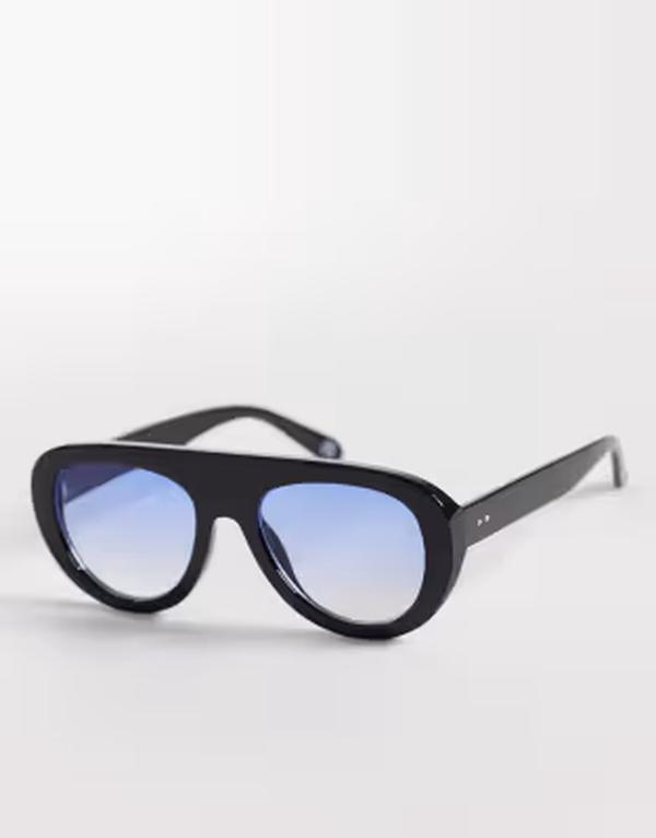 エイソス レディース 付属物 サングラス・アイウェア ASOS DESIGN round aviator sunglasses with blue lenses Blue 青碧