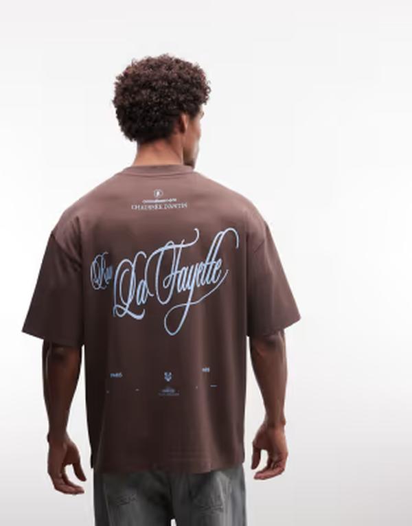 エイソス メンズ トップス より良い 刷り上げる プルオーバー ASOS DESIGN Circular Design Collection super heavyweight oversized T-shirt with back text print Bracken 赤銅色