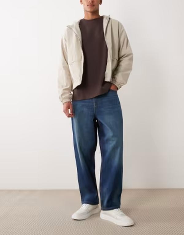 エイソス メンズ ボトムス ジーンズズボン下 ヴィンテージーンズ ASOS DESIGN relaxed tapered jeans インチ vintage dark wash Dark wash blue 青色