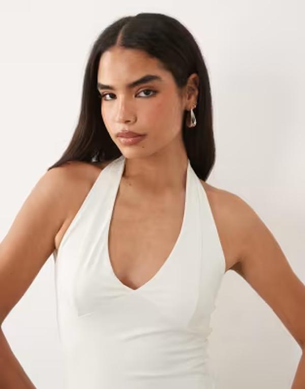 エイソス レディース トップス プルオーバー ホルター ASOS DESIGN polyamide slinky halterneck top White 白いこと