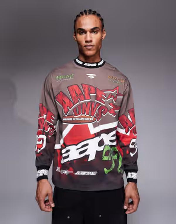 ベイシング エイプ メンズ トップス プルオーバー Aape by A Bathing Ape long sleeve motocross t-shirt and Multi マルチ色つや