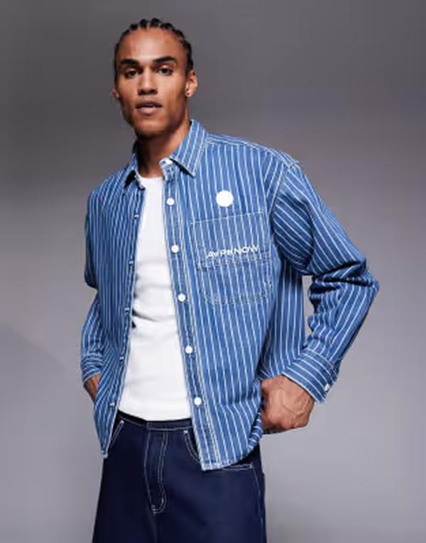 ベイシング エイプ メンズ トップス シャツ デニム Aape by A Bathing Ape aape now denim long sleeve shirt and white stripes Multi マルチカラー｜ReVida 店