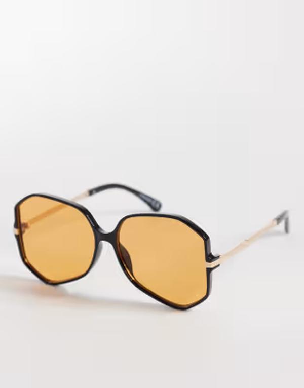 エイソス レディース 付属物 サングラス・アイウェア ASOS DESIGN skinny frame angular 70\u0027sunglasses with orange lenses Orange オレンジ色