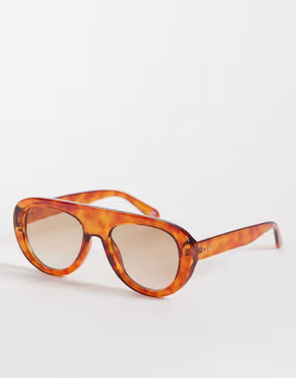 エイソス レディース 付属物 サングラス・アイウェア ASOS DESIGN round aviator sunglasses インチ honey tort with gradient brown lenses Brown 赤銅色
