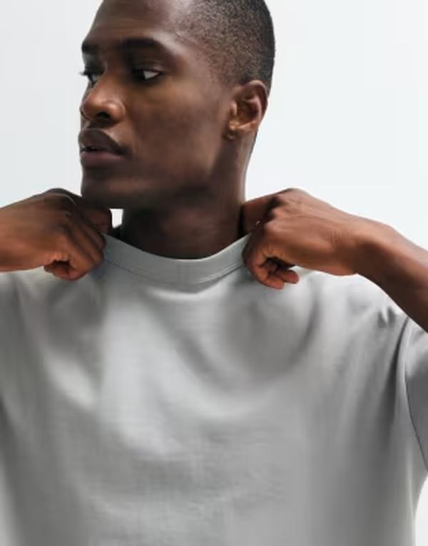 エイソス メンズ トップス ティーシャツ 綿織物 ASOS DESIGN breatheMAX heavyweight oversized half sleeve t-shirt cotton blend ULTIMATE GRAY 薄墨色