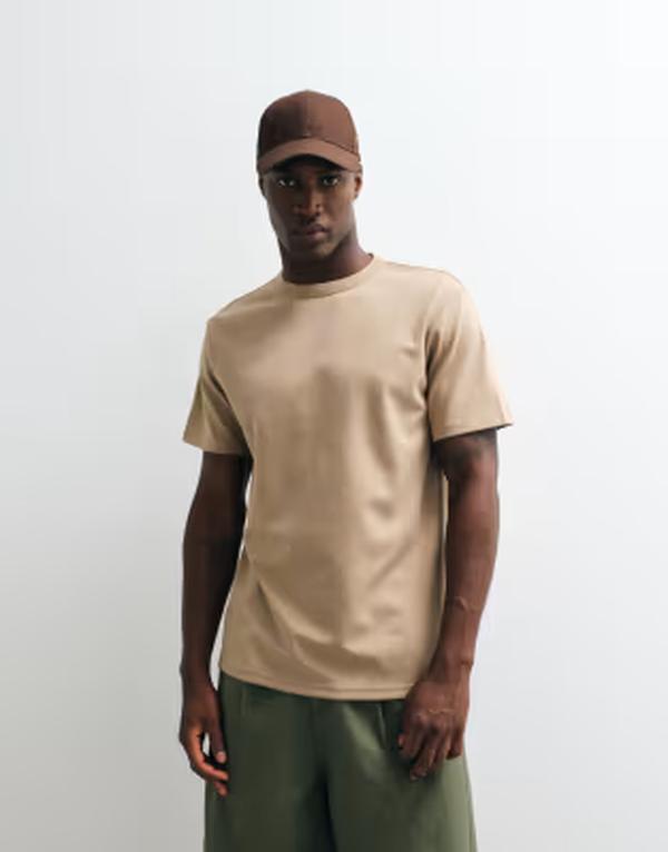 エイソス メンズ トップス ティーシャツ レギュラー相応う 綿織物 ASOS DESIGN breatheMAX heavyweight regular fit-shirt cotton blend Silver Mink ミンクのコート