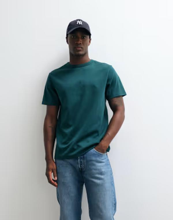 エイソス メンズ トップス ティーシャツ レギュラー相応う 綿織物 ASOS DESIGN breatheMAX heavyweight regular fit-shirt インチ dark green cotton blend Sea moss 緑であること