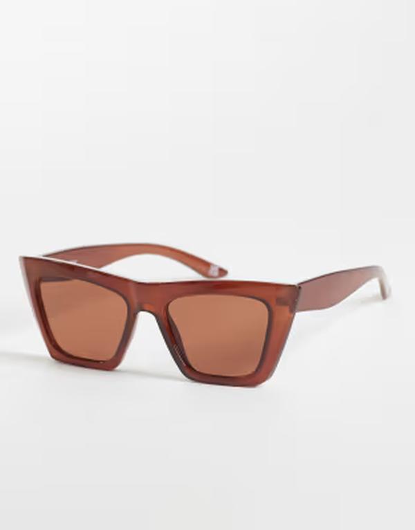 エイソス レディース 佩び物 サングラス・アイウェア ASOS DESIGN cat eye sunglasses インチ crystal Brown 赤銅色