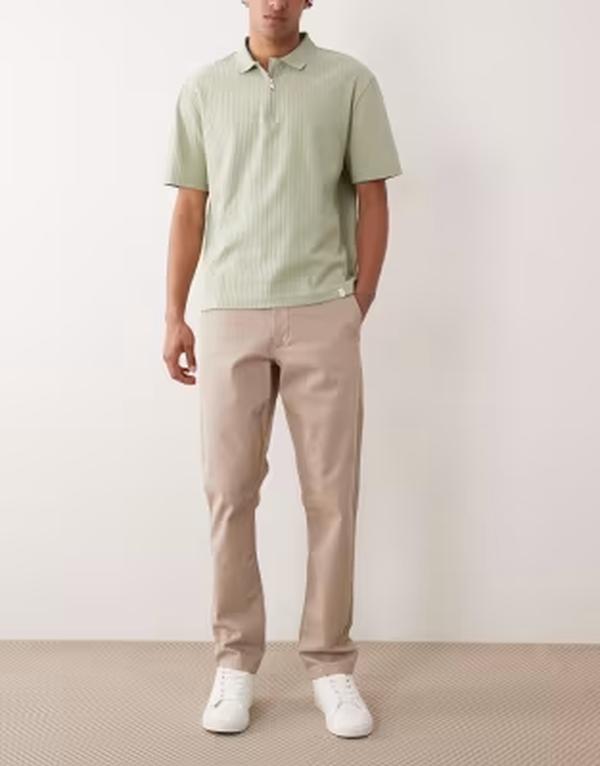 エイソス メンズ ボトムス 心地よいズボン下 ASOS DESIGN slim chinos BEIGE ベージュ