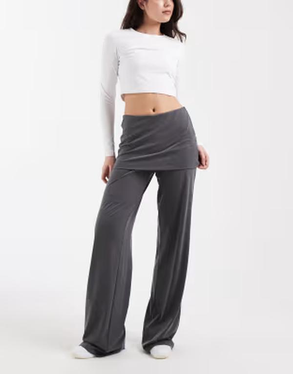 コットンオン レディース ボトムス カジュアルパンツ オーバーレイ スカート Cotton honey skirt overlay pants in charcoal チャコール|ReVida 店