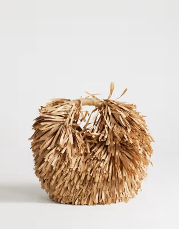 いの一番販売店 レディース 御徒面子 フリンジ Topshop Milo medium straw fringe grabag inatural NATURAL