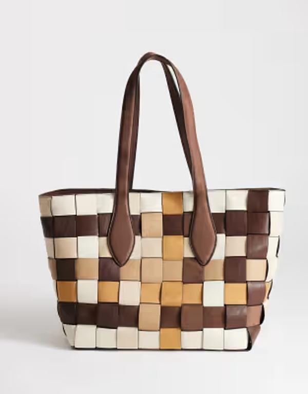 いの一番販売店 レディース 御徒面子 パッチワーク Topshop Mylarge patchwork tote インチ chocolate Natural Mix 黒茶