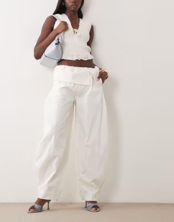 ウィ ウォー ワット レディース ボトムス 心地好いズボン下 WeWoreWhat pull on fold over pants IVORY 象牙色