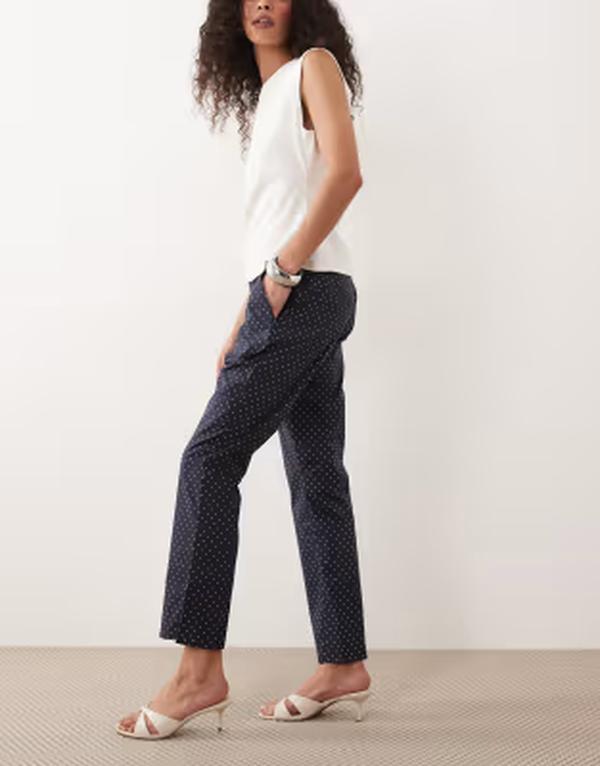 ウィ ウォー ワット レディース ボトムス 心地好いズボン下 WeWoreWhat button front pants Navy/white 白いこと