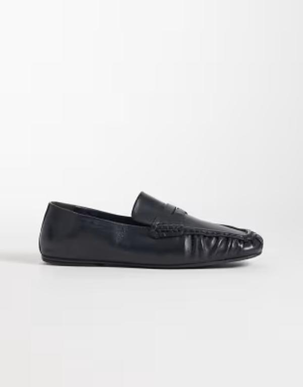 エイソス レディース シューズ スリッポン・ローファー なめし革 ASOS DESIGN Micha premium soft loafers leather BLACK LEATHER 黒いこと