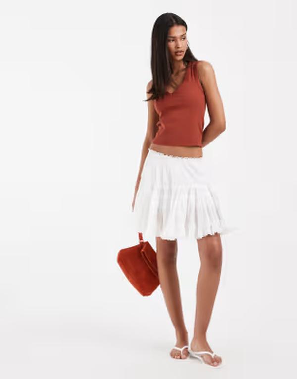オンリー レディース 下つ方スコート ONLY frill skort WHITE 白いこと