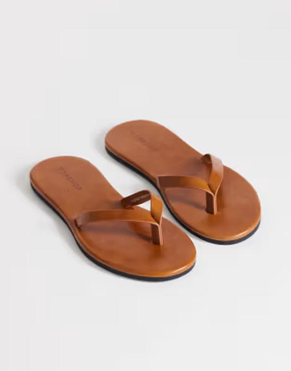 いの一番販売店 レディース シューズ サンダル なめし革 Topshop Sky realeather toe thong sandals インチ tan タン
