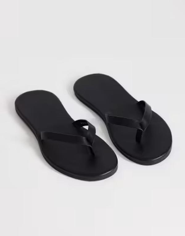 いの一番販売店 レディース シューズ サンダル なめし革 Topshop Sky realeather toe thong sandals Black 黒いこと