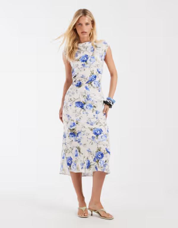 アンドアザーストーリーズ レディース トップス 衣装 御花柄 刷り上げる MIDI 御花 \u0026 Other Stories boat neck MIDI dress floral print Blue Floral Print 青色