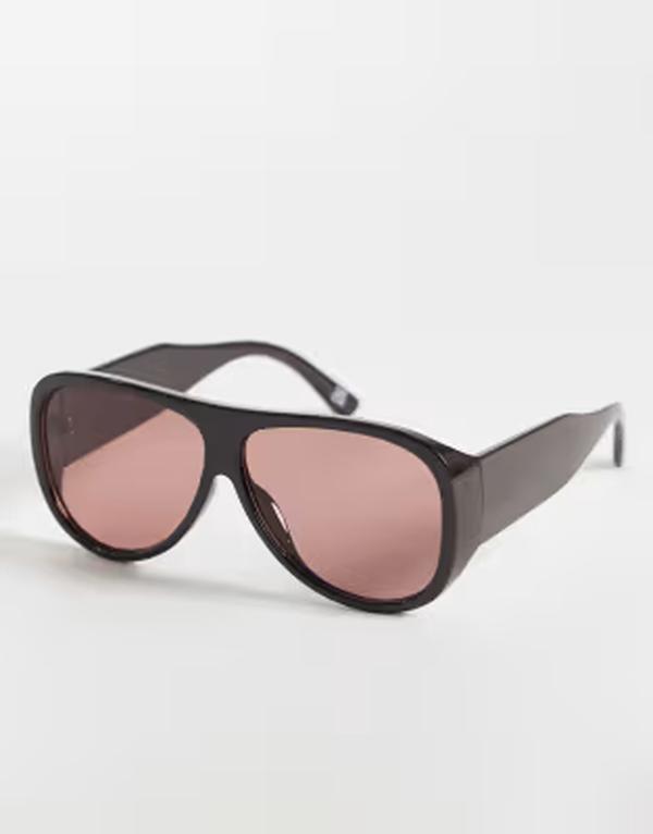 エイソス レディース 付属物 サングラス・アイウェア ASOS DESIGN oversized aviator sunglasses Chocolate 黒茶