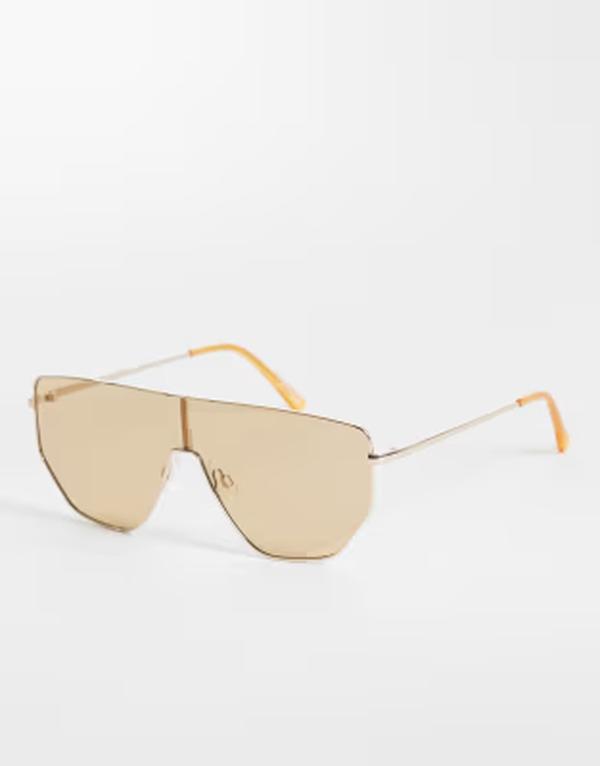 エイソス レディース 付属物 サングラス・アイウェア ASOS DESIGN metal frame aviator sunglasses with light brown lens GOLD ゴールド