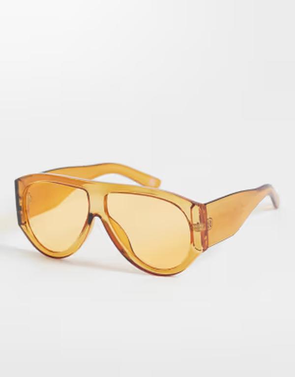 エイソス レディース 付属物 サングラス・アイウェア ASOS DESIGN wide temple aviator sunglasses インチ crystal orange Crystal orange オレンジ色
