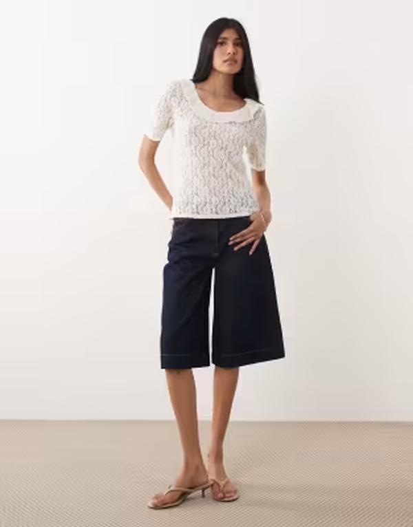 ジェイディーワイ レディース トップス より良い スピード競技 JDY scoop neck top with frill collar インチ cream lace CREAM 皮膚軟化剤