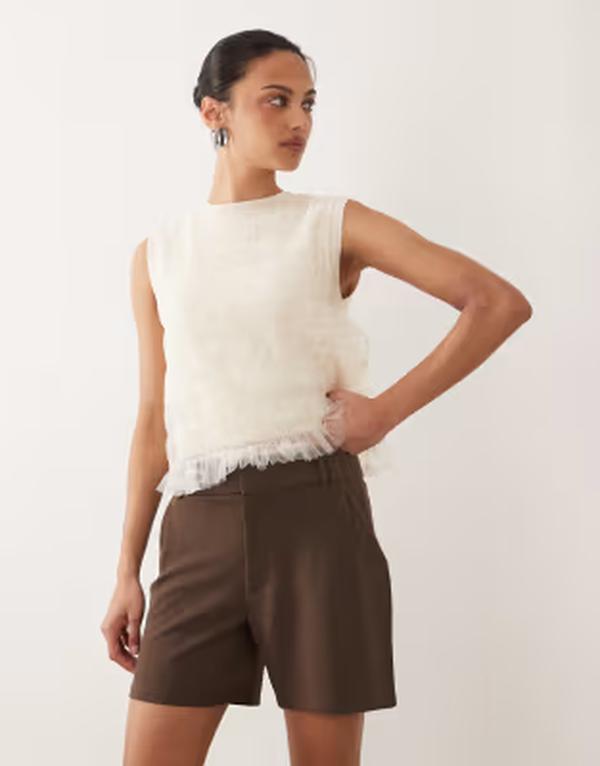 ジェイディーワイ レディース ボトムス 二分の一ズボン下・さる股引き 遊撃手ズボン下 JDY tailored shorts BROWN 赤銅色