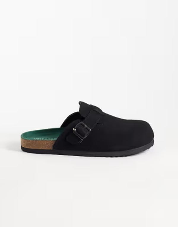 オンリーアンドサンズ メンズ シューズ サンダル スエードクロス ONLY \u0026 SONS faux suede clogs with buckle Black 黒いこと