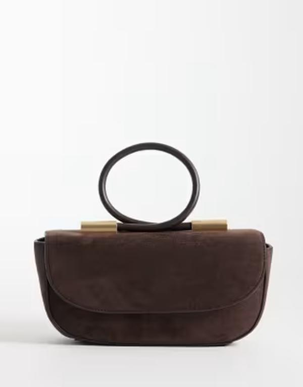 エイソス レディース 御徒面子 ASOS DESIGN loop handle clutch purse インチ chocolate 黒茶