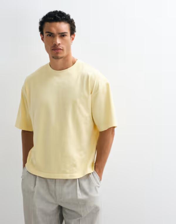 エイソス メンズ トップス ティーシャツ ASOS DESIGN heavyweight oversized boxy T-shirt with pocket インチ washed yellow REED YELLOW 黄色