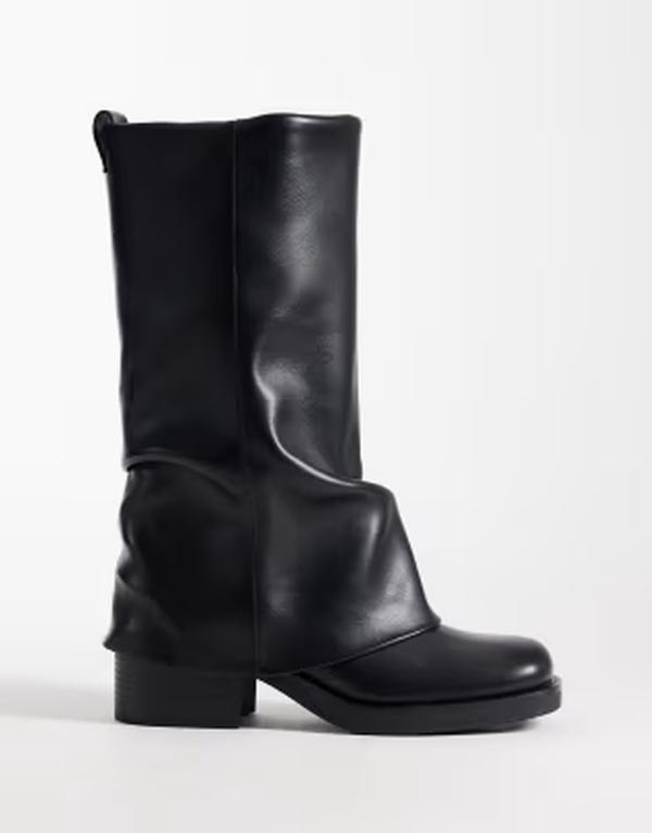 エイソス レディース シューズ ブーツ・レインブーツ ASOS DESIGN Carrie fold over slouchy boots Black 黒いこと