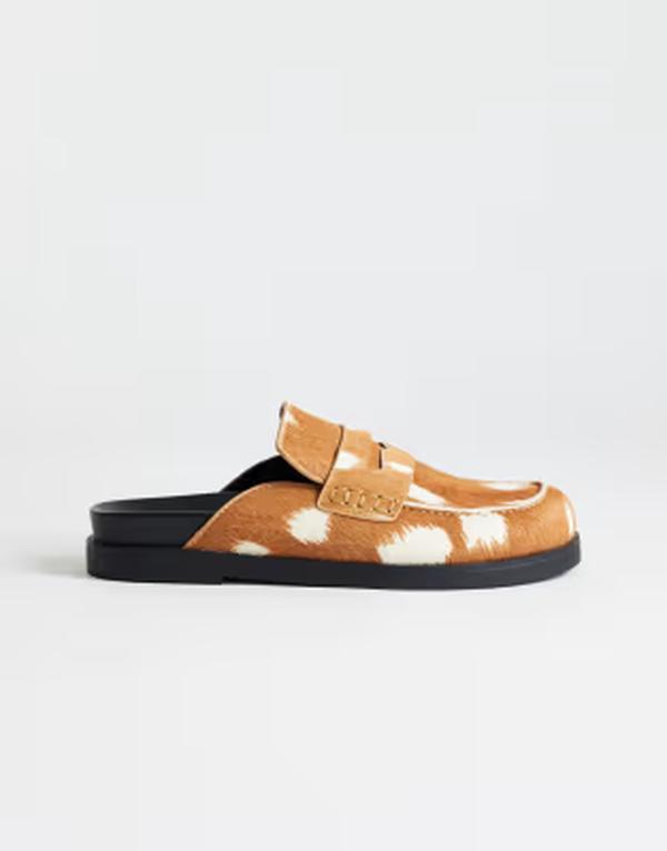 いの一番販売店 レディース シューズ スリッポン・ローファー 刷り上げる なめし革 Topshop Addie hair on realeather mule loafers インチ large deer print Deer print