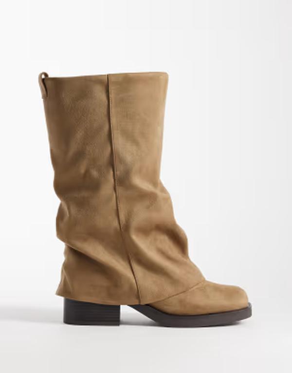 エイソス レディース シューズ ブーツ・レインブーツ ASOS DESIGN Curve Carrie fold over slouchy boots インチ sand 沙子